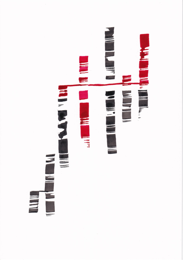 Minimalist ink drawing — Azryn Series A4 plate 13 — Lines That Begin Again